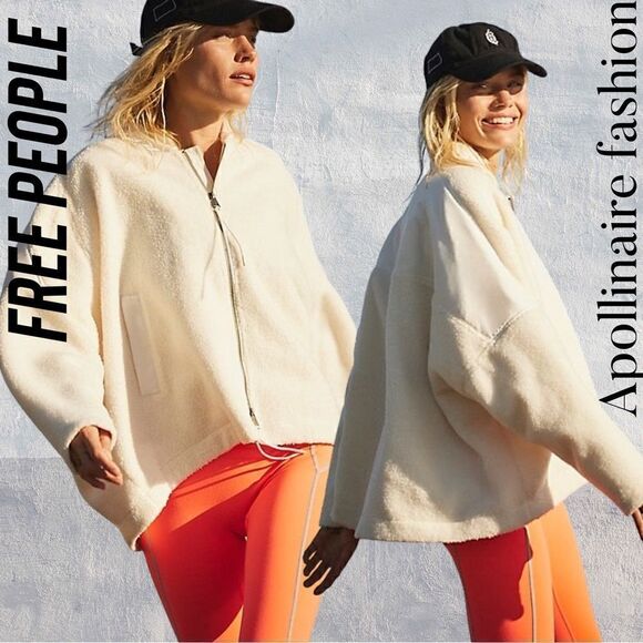 FREE PEOPLE TOURNAMENT FLEECE NWT IN IVORY LARGE - Picture 1 of 7